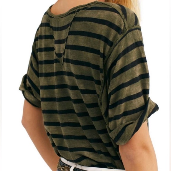 We the Free Head in the Clouds Stripe V Neck Tee Size Small - Picture 2 of 14